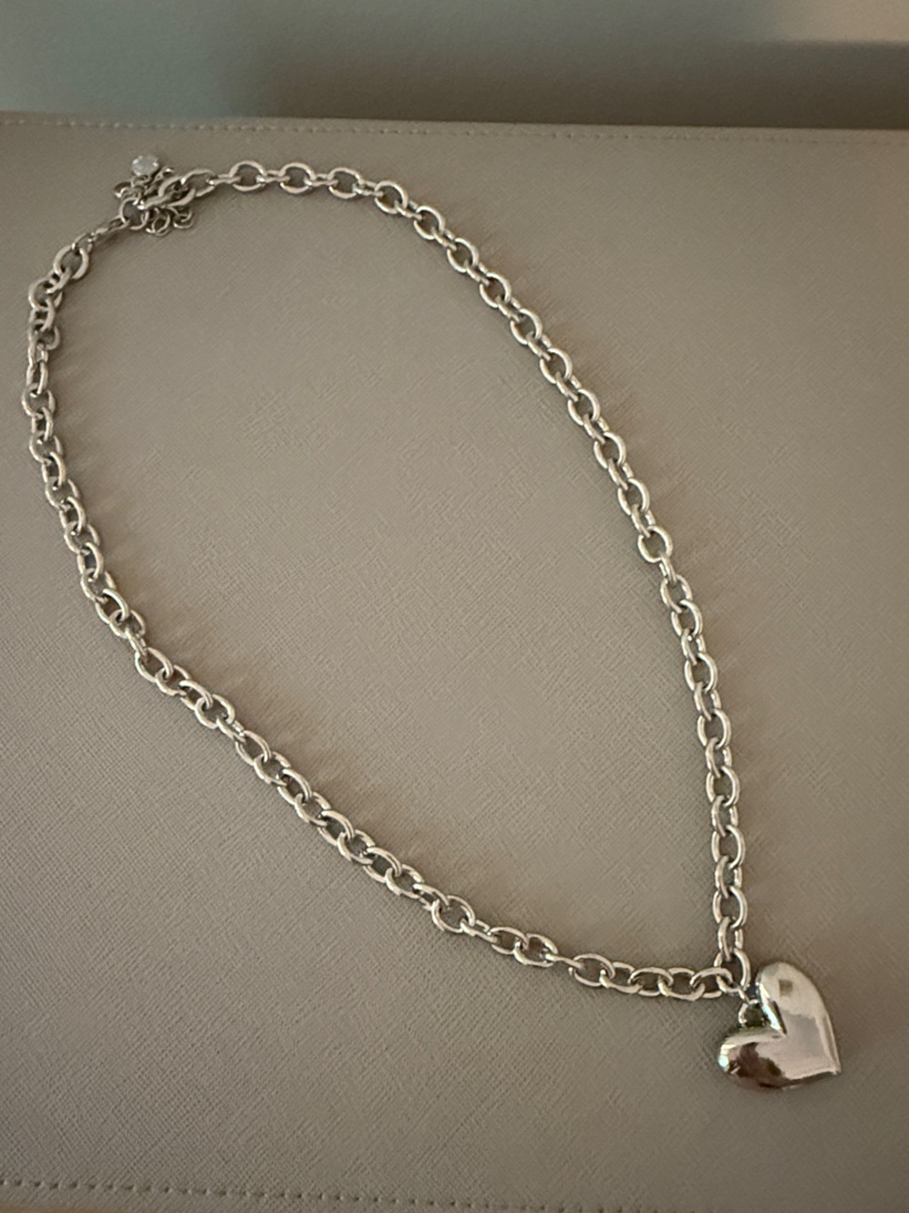 Silver Puffy Heart Necklace